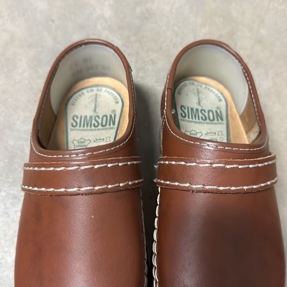 Simson Dutch Brown Leather Wood Clog Size 36 - Picture 6 of 6